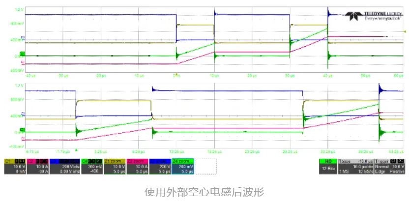 1722928462381629.jpg 使用外部空心电感后波形.JPG