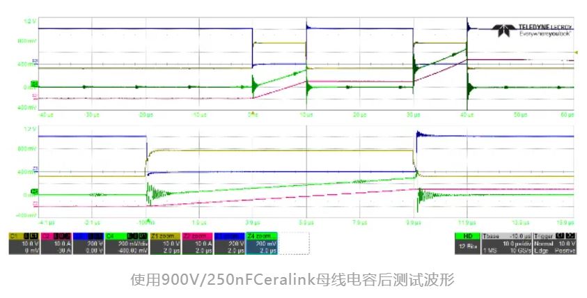 1722928515189603.jpg 使用900V,250nFCeralink母线电容后测试波形.JPG