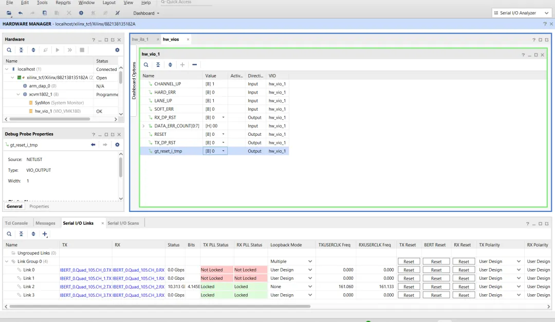 图 16：VMK180 的 Aurora 64B 66B VIO 探针窗口.png